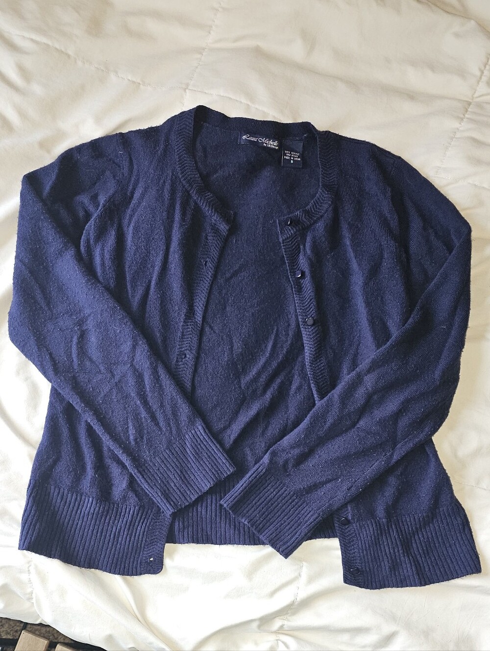 Soft Deep Navy Cardigan Button Front Sweater